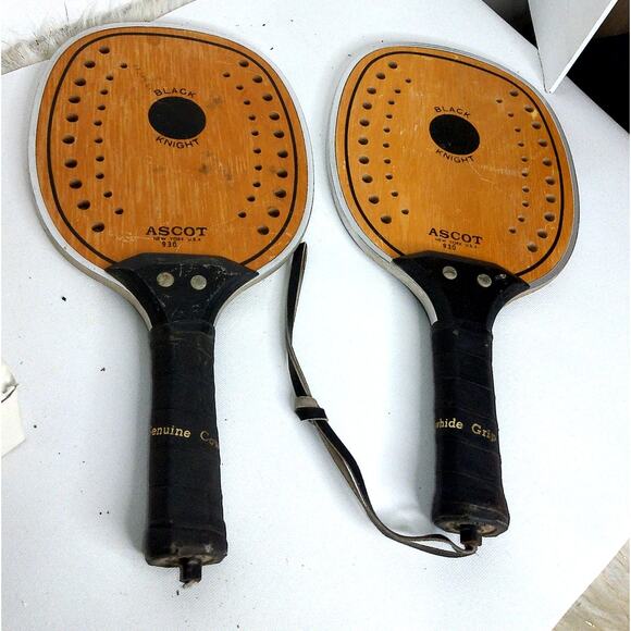 Vintage Black Knight Metal Edge Ascot Paddle Raquet 930 Set of 2 - Picture 1 of 8